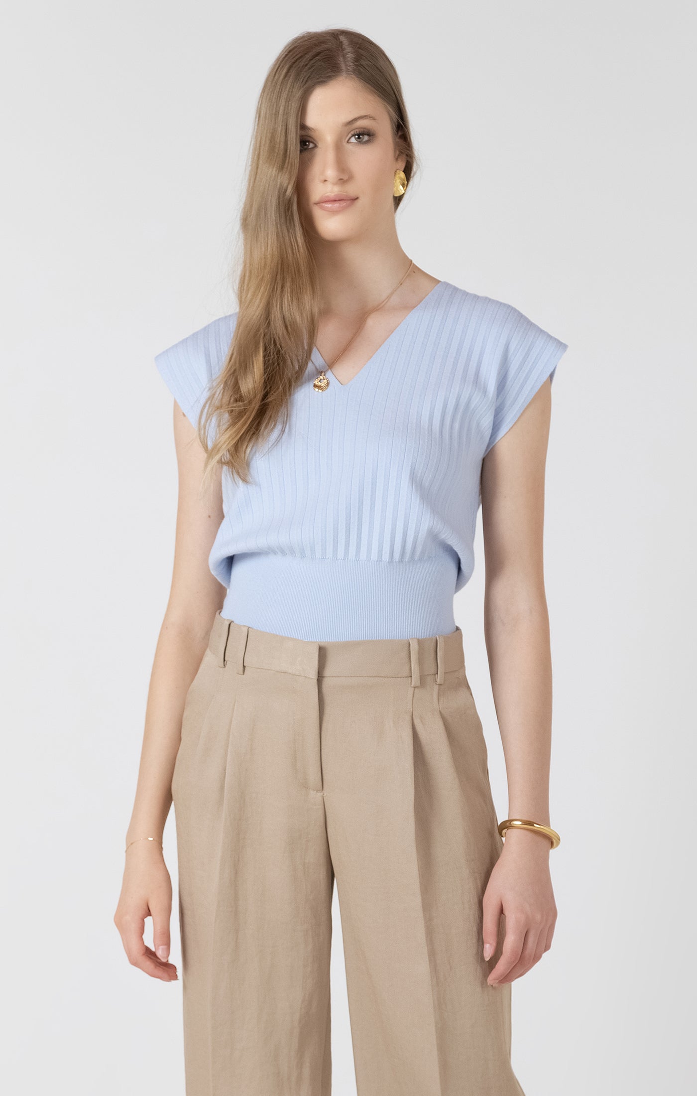 Black Tape Pleat Lightweight Effect Sweater