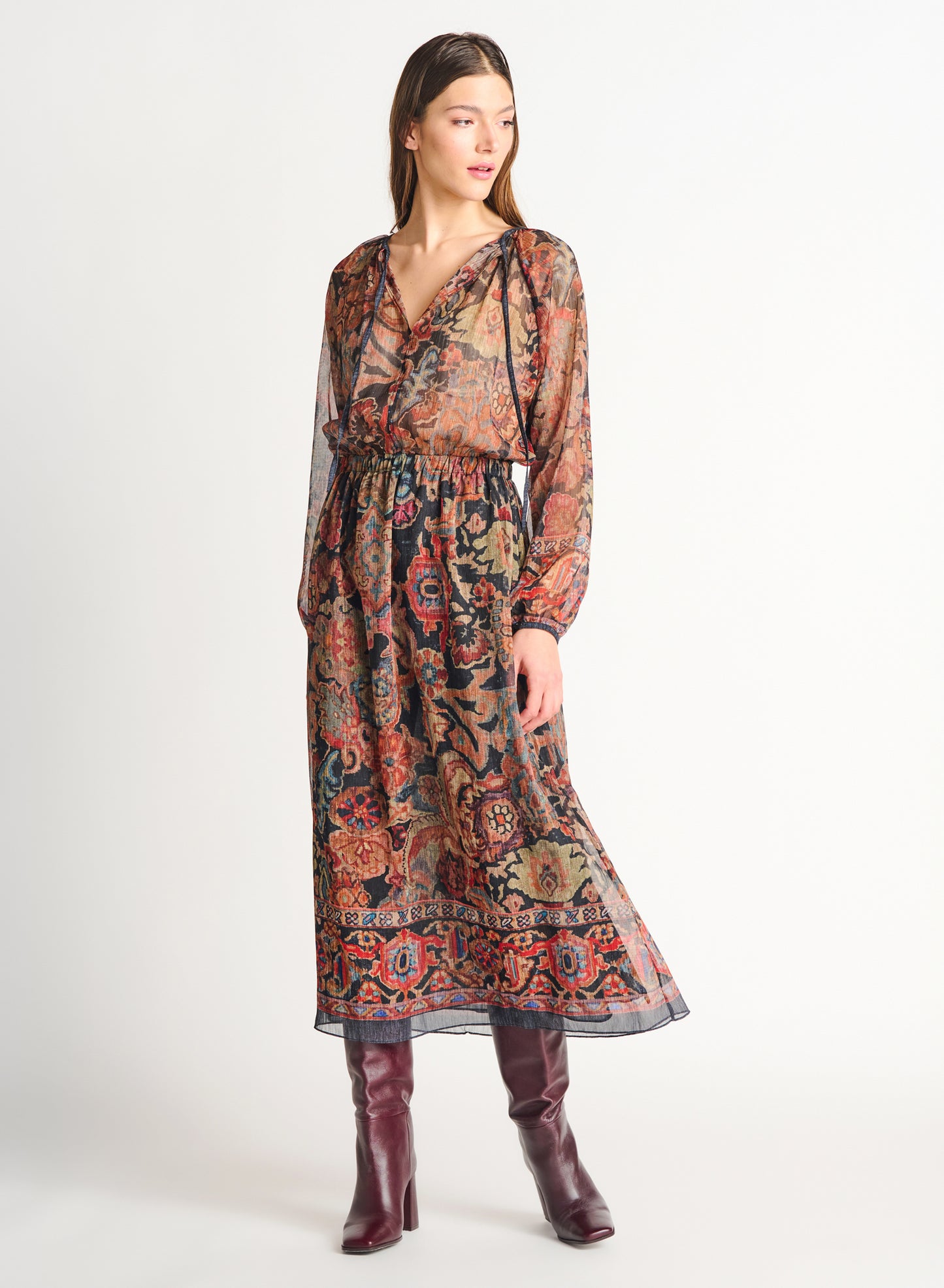 Dex Smocked Detail Midi Dress
