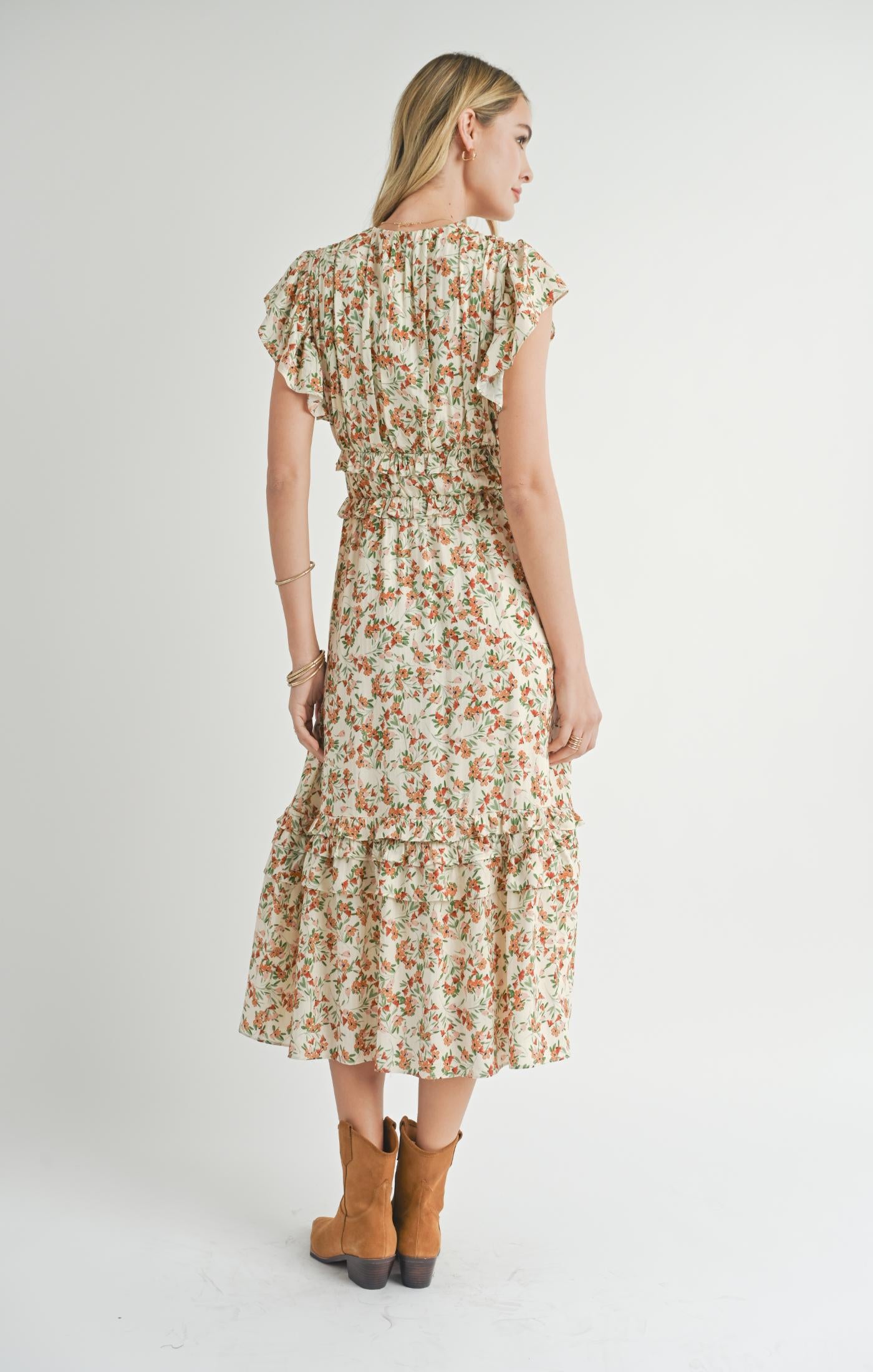 Sadie & Sage Slow Travels Ruffle Tiered Midi Dress