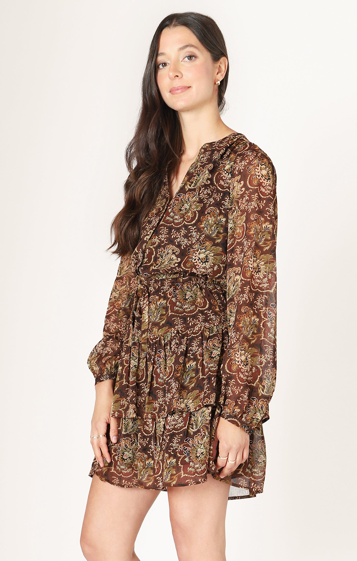 Dex Tiered Mini Shirt Dress