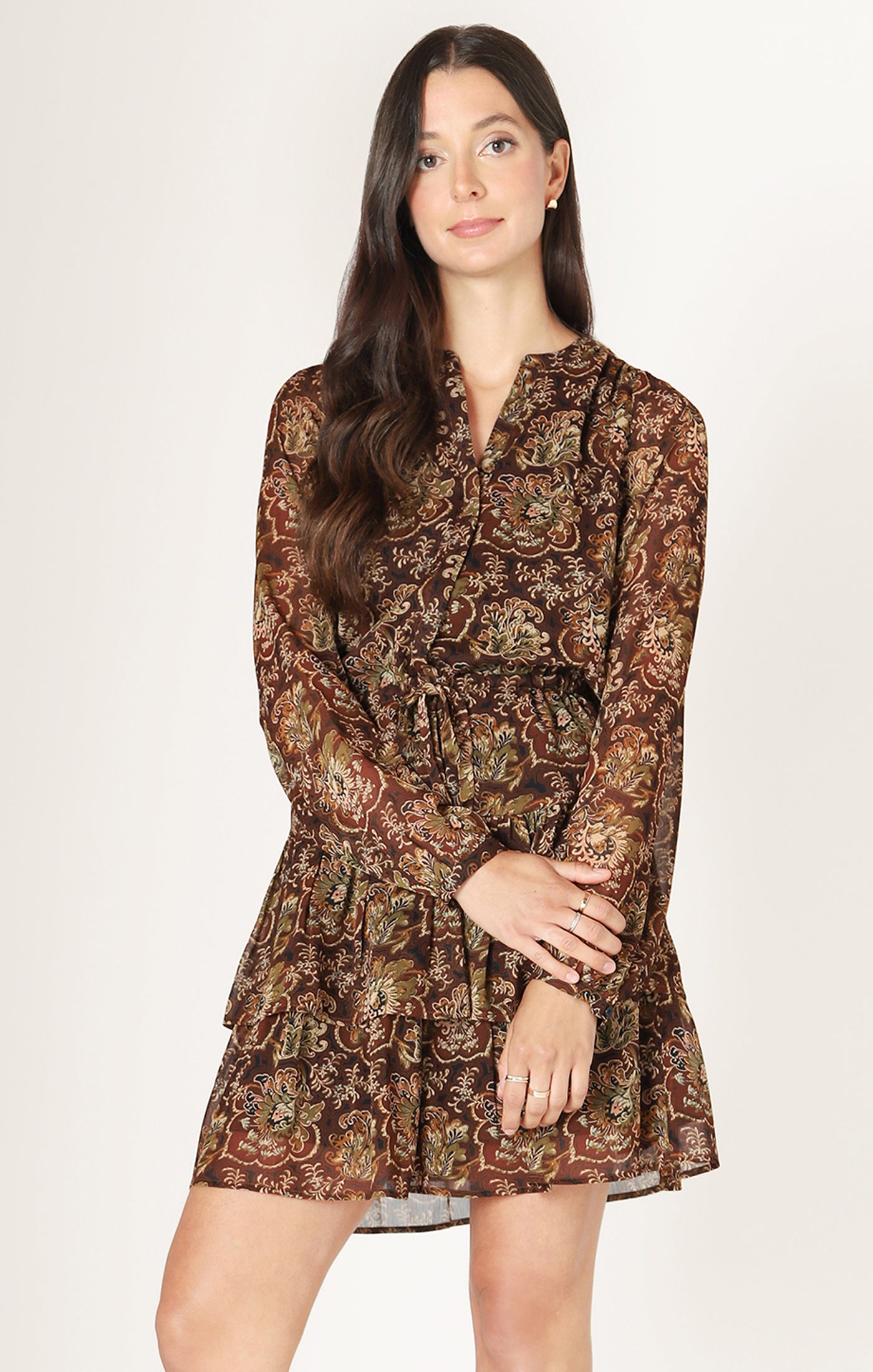 Dex Tiered Mini Shirt Dress