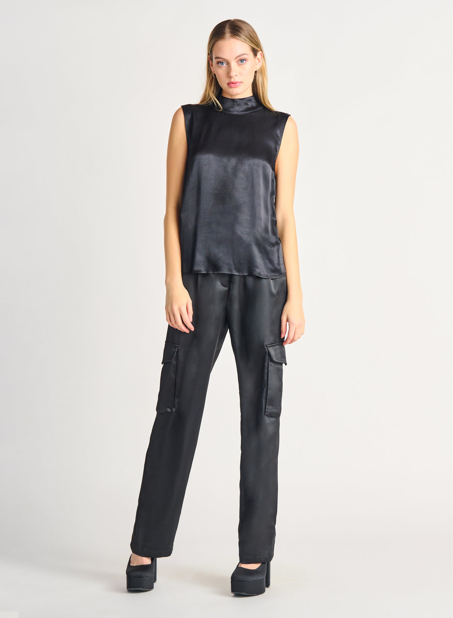Dex Mockneck Satin Blouse