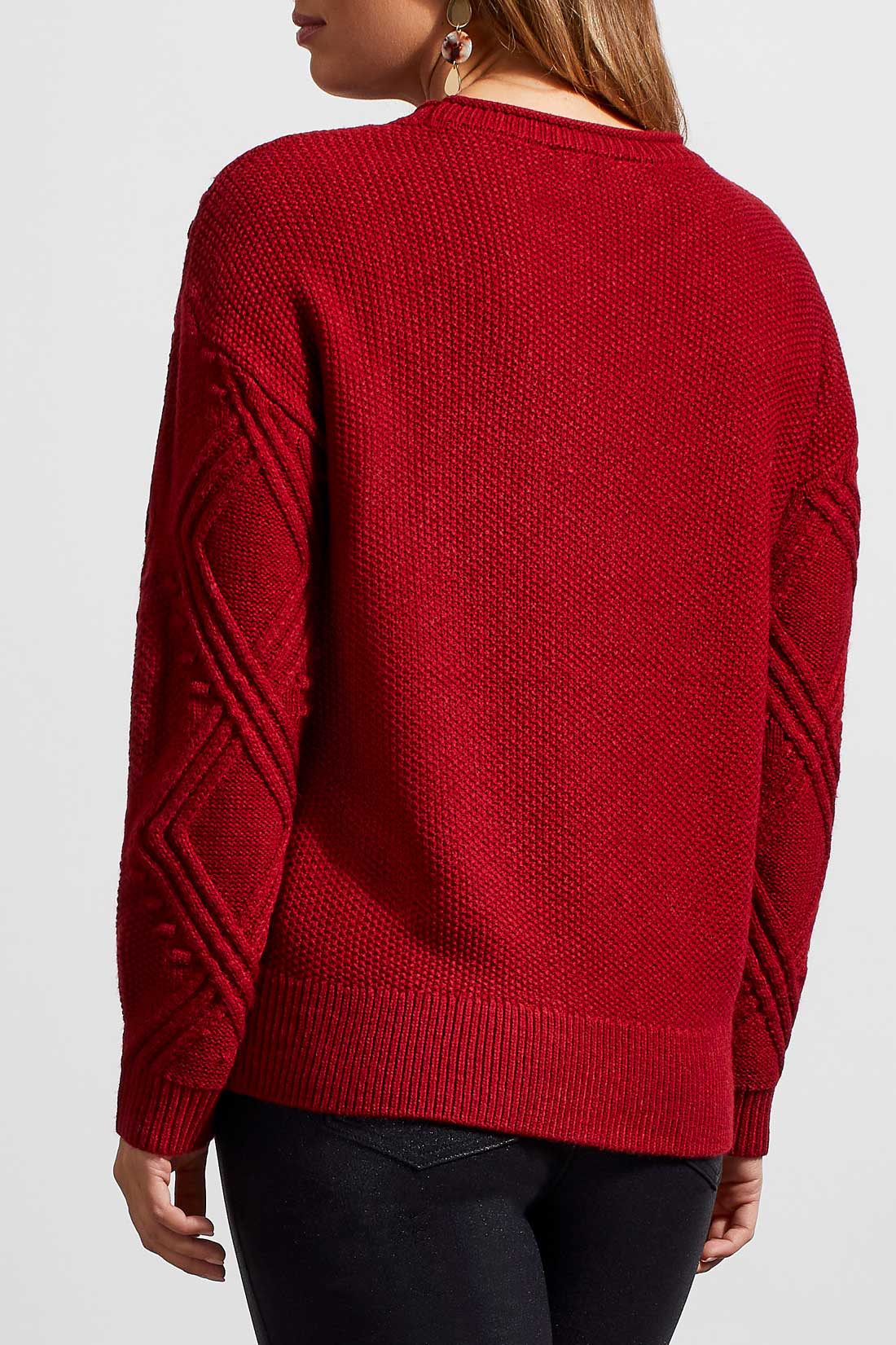 Tribal Crew Neck Cable Knit Sweater
