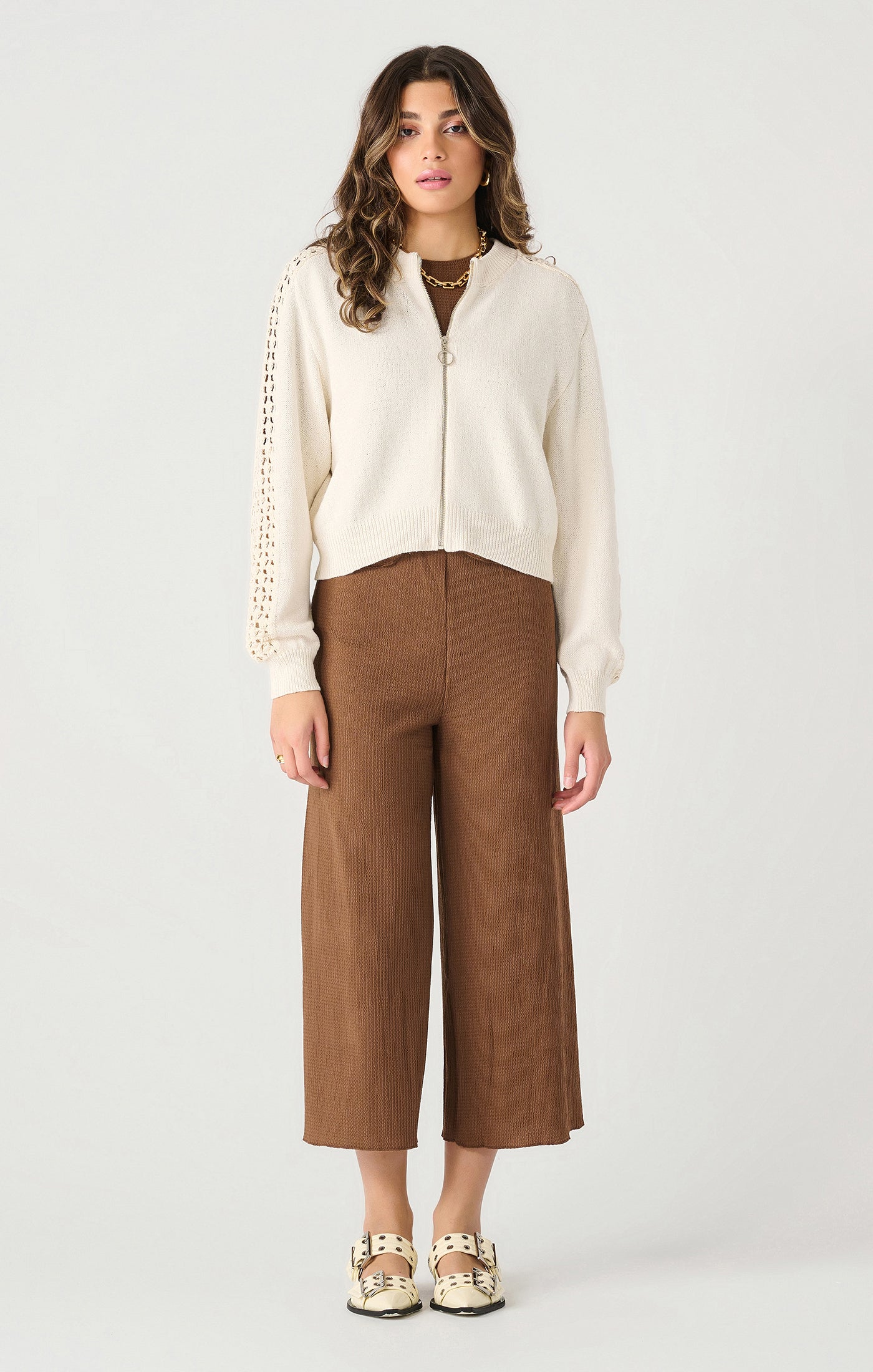 Dex Crochet Sleeve Sweater Bomber