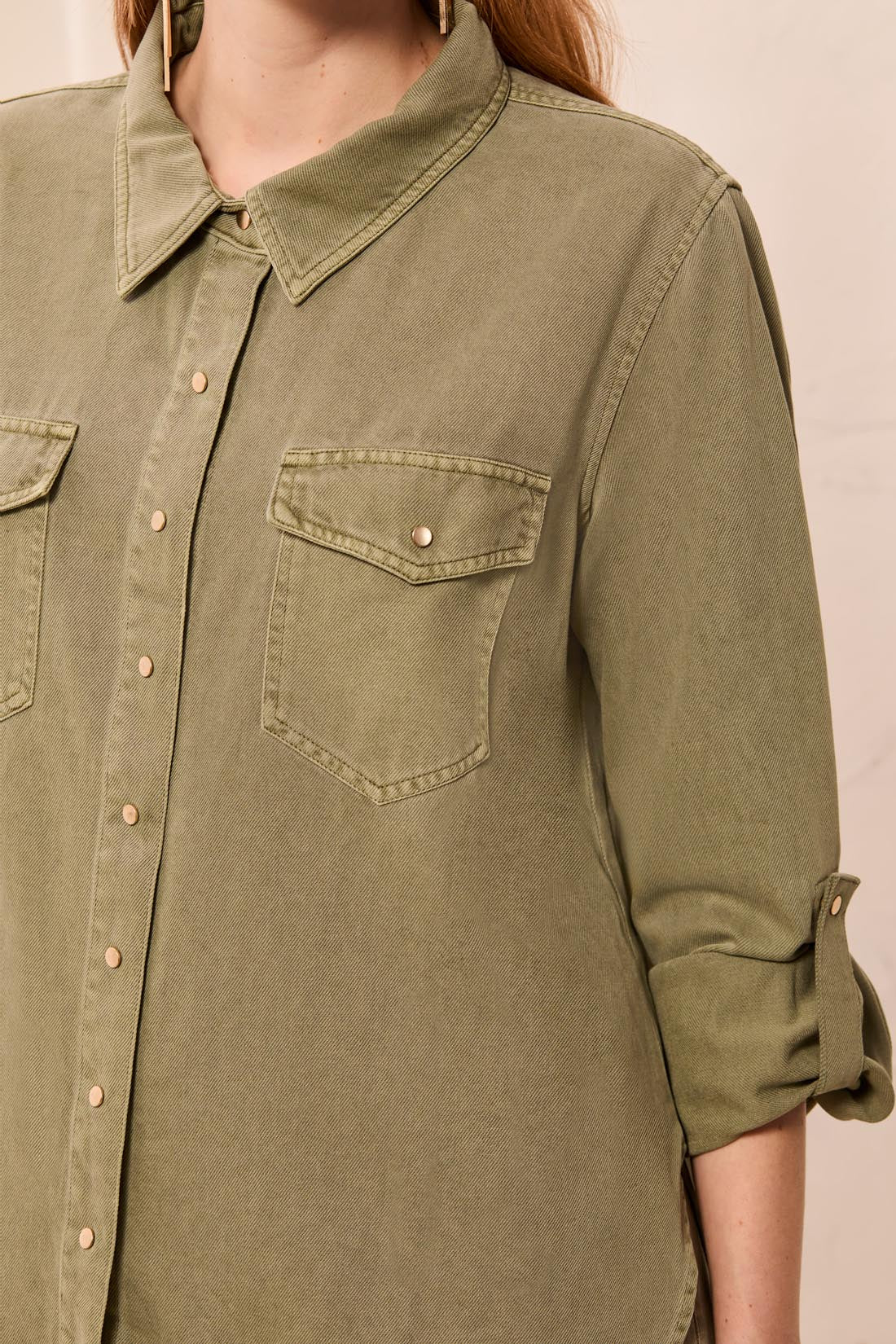 Tribal Classic Soft Denim Shirt With Roll-Up Sleeves