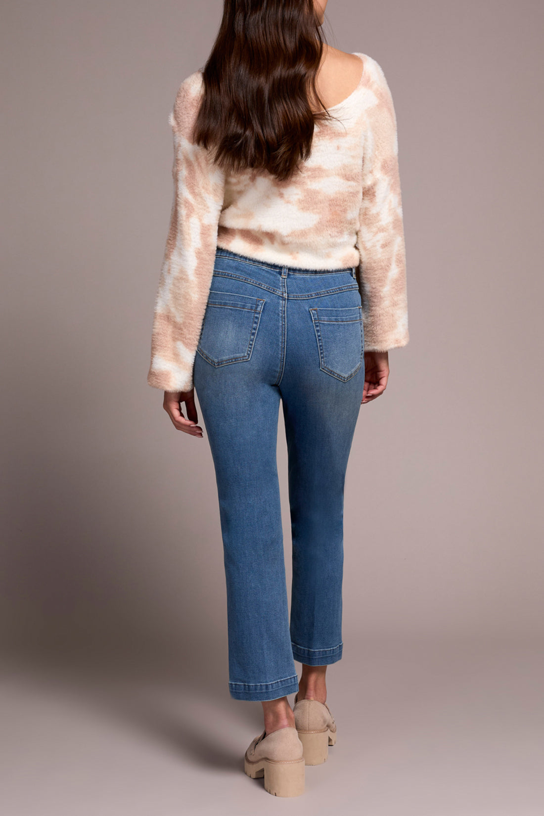 Tribal Audrey Pull-On Crop Straight Jeans With Front Crease