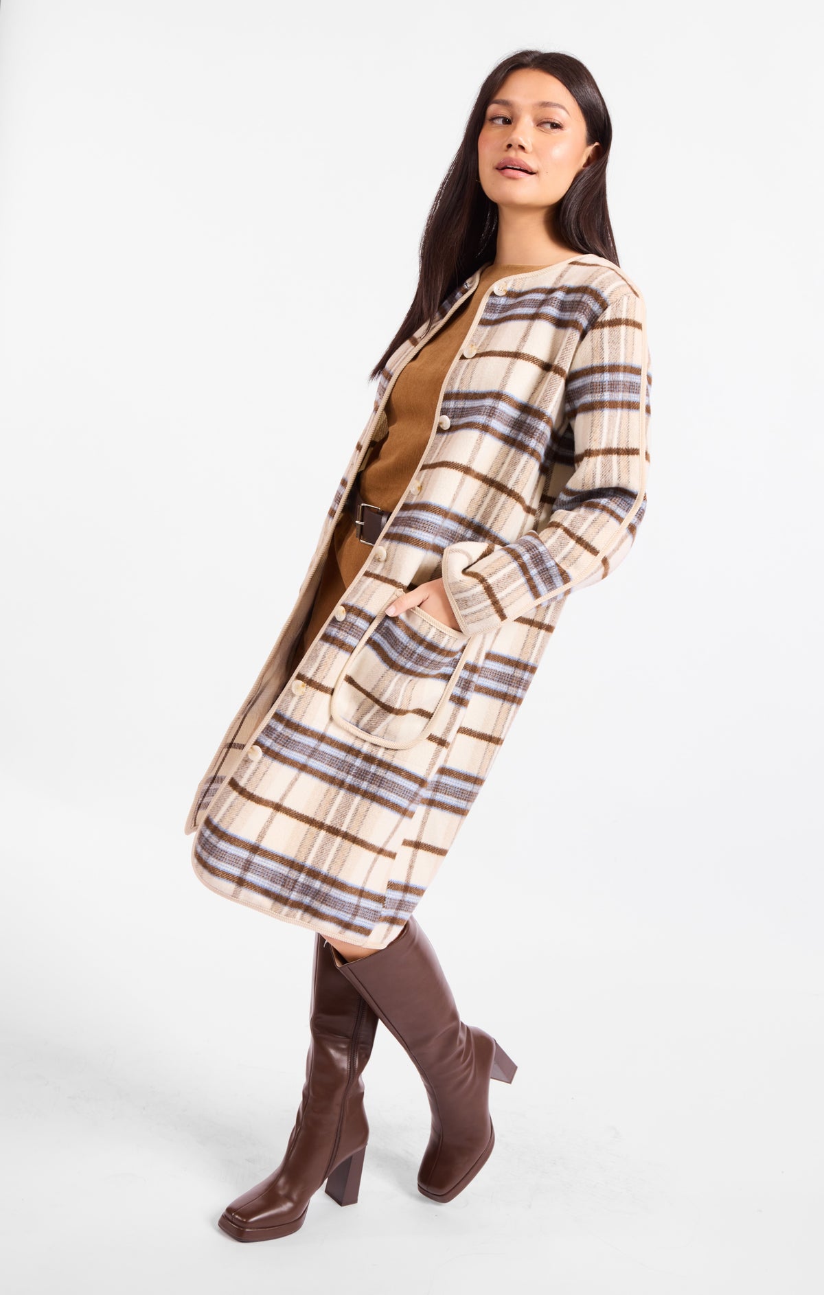 Sadie & Sage Anna Plaid Brushed Coat