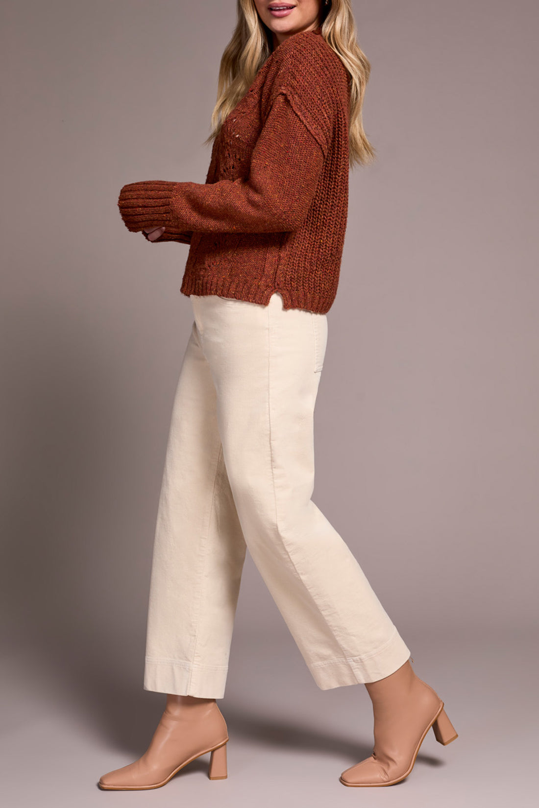 Tribal Crew Neck Sweater With Puff Sleeve