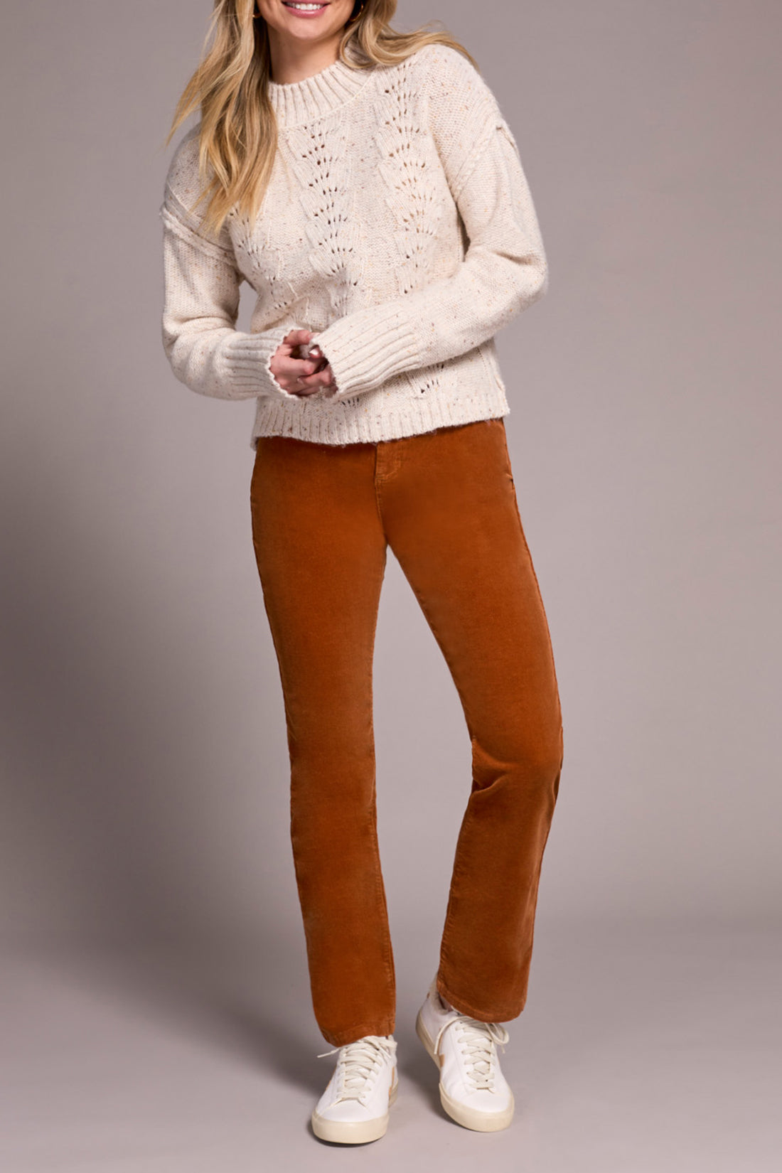 Tribal Crew Neck Sweater With Puff Sleeve