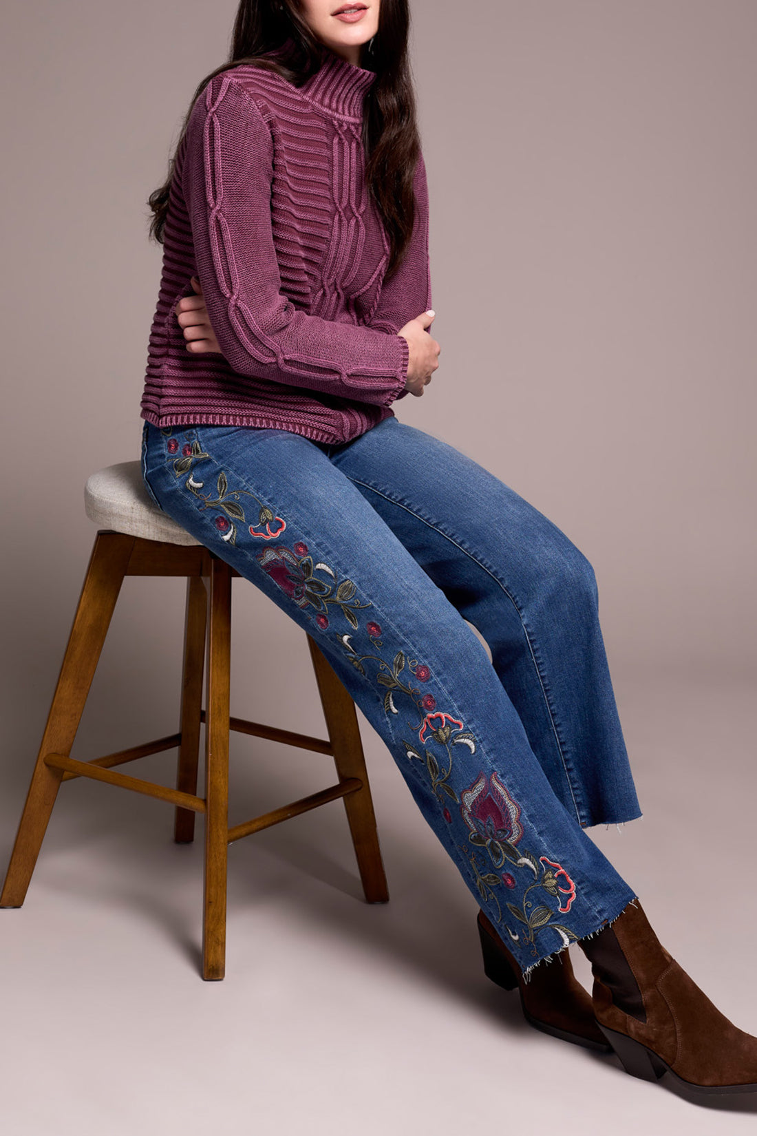 Tribal Brooke Hugging Jeans With Fancy Embroidery