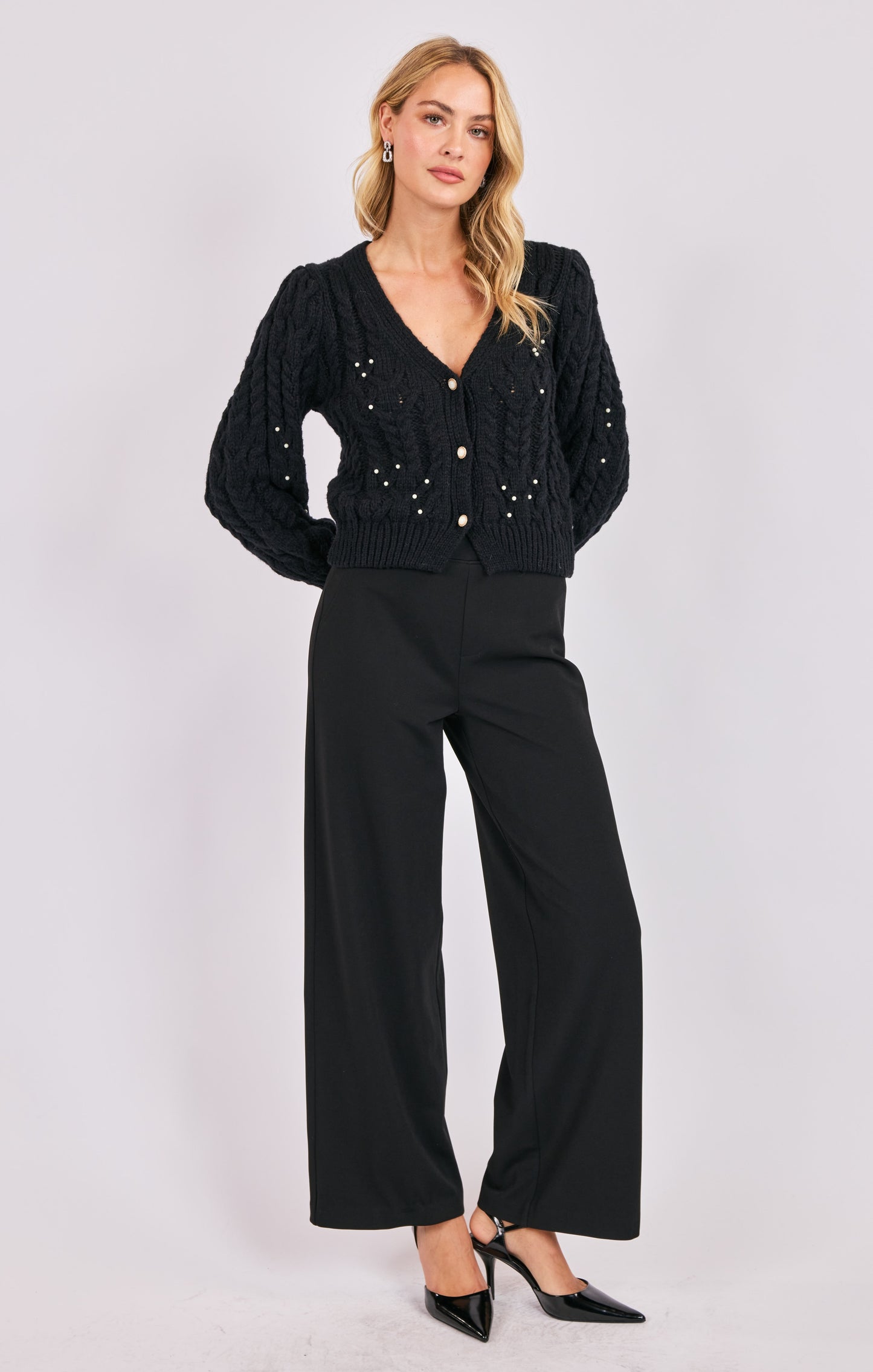 Sadie & Sage Jewel Box Pearl Embellished Cardigan