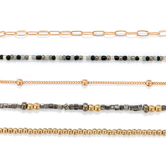 Bracelet Set of 5 - Sand Gold