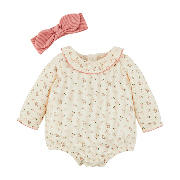 Ditsy Deer Baby Romper And Headband Set