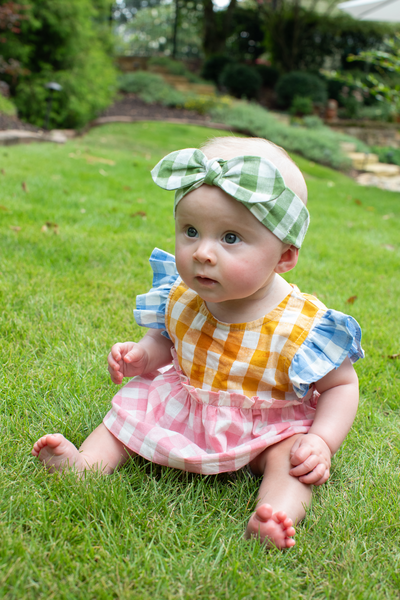 Mixed Plaid Baby Pinafore Set