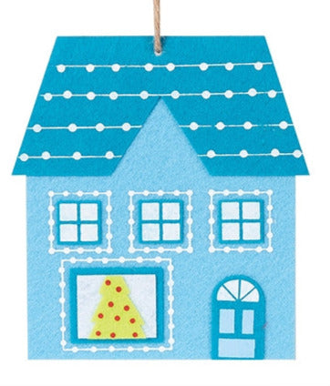Christmas House Ornament Blue