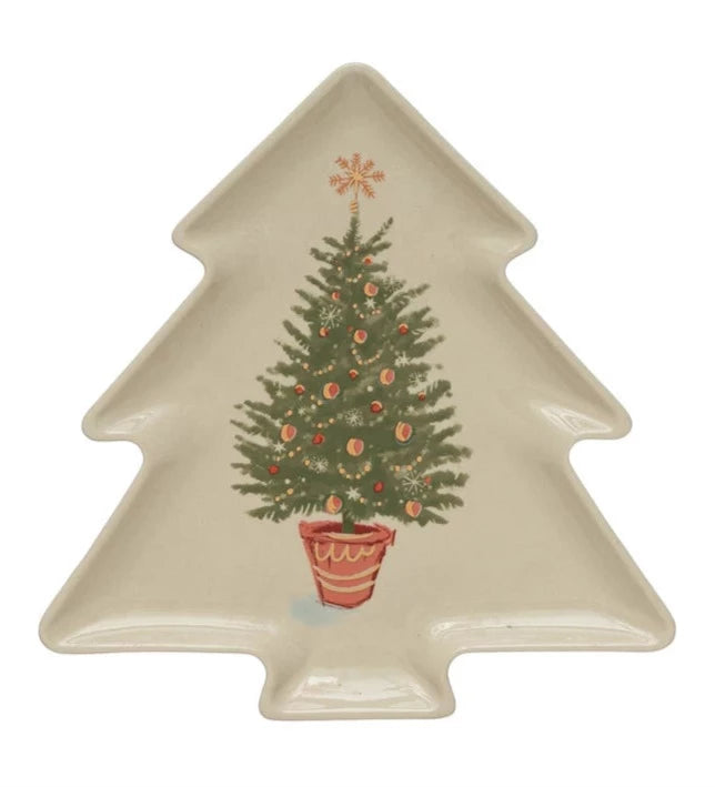 Stoneware Tree Shaped Plate