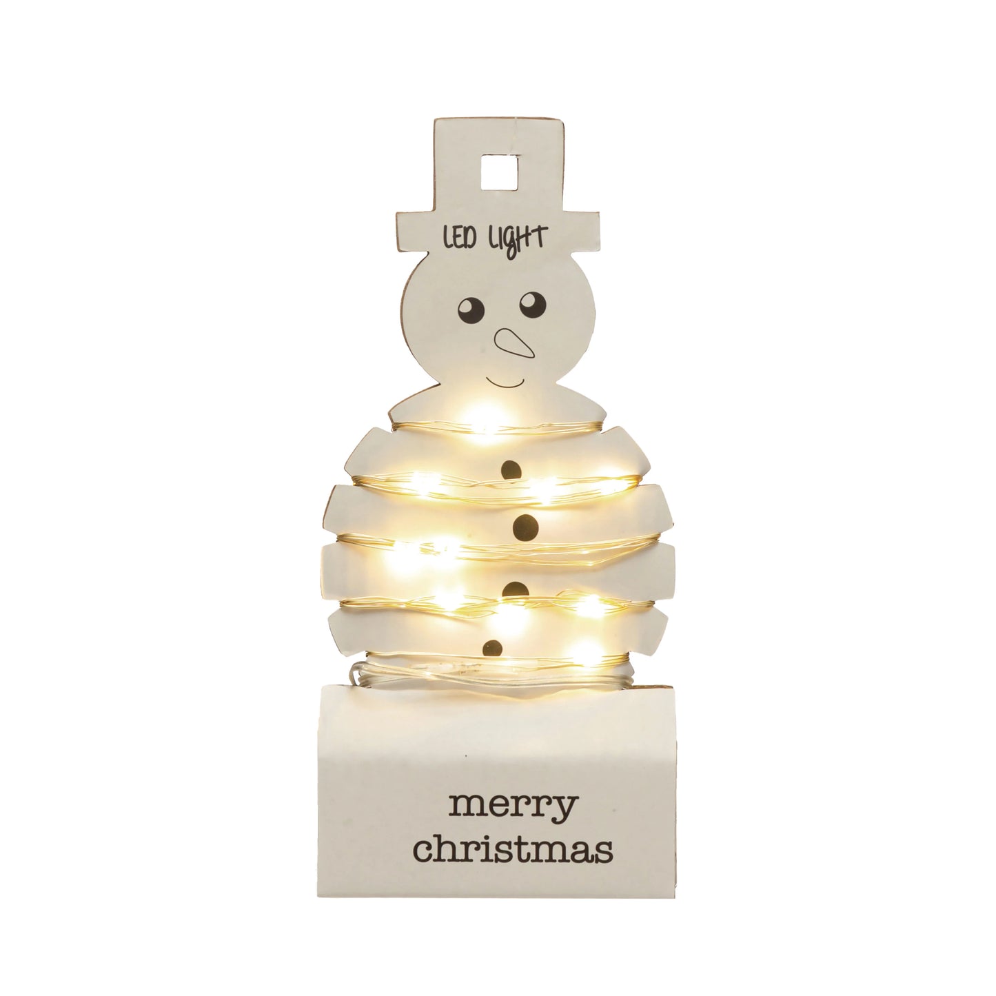LED String Lights on Snowman Shaped Paper Card