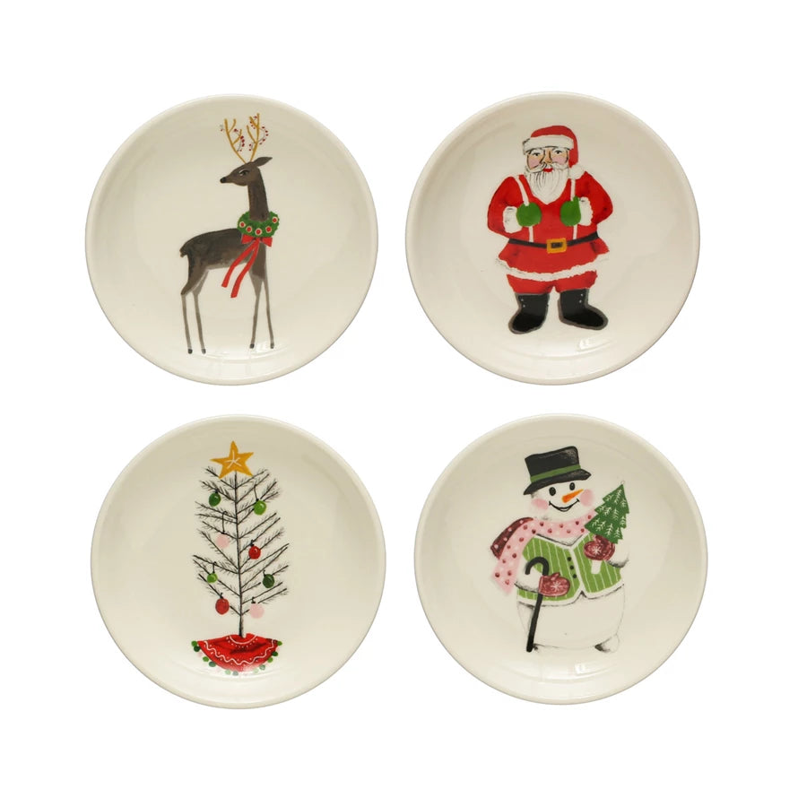 4" Round Stoneware Christmas Plate