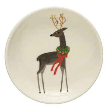 4" Round Stoneware Christmas Plate