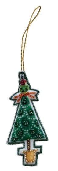 Beaded Cotton Velvet Tree Ornament