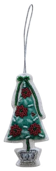 Beaded Cotton Velvet Tree Ornament