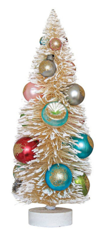 Sisal Bottle Brush Trees With Multi Color Ornaments