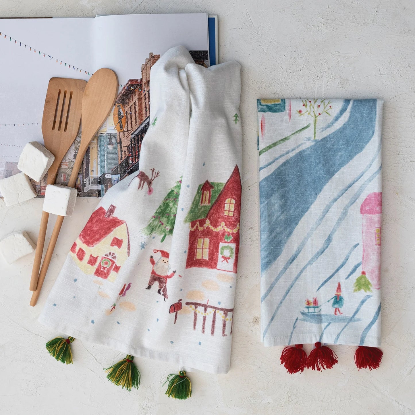 Cotton Slub Printed Christmas Tea Towel