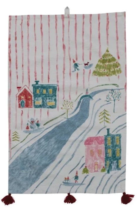 Cotton Slub Printed Christmas Tea Towel
