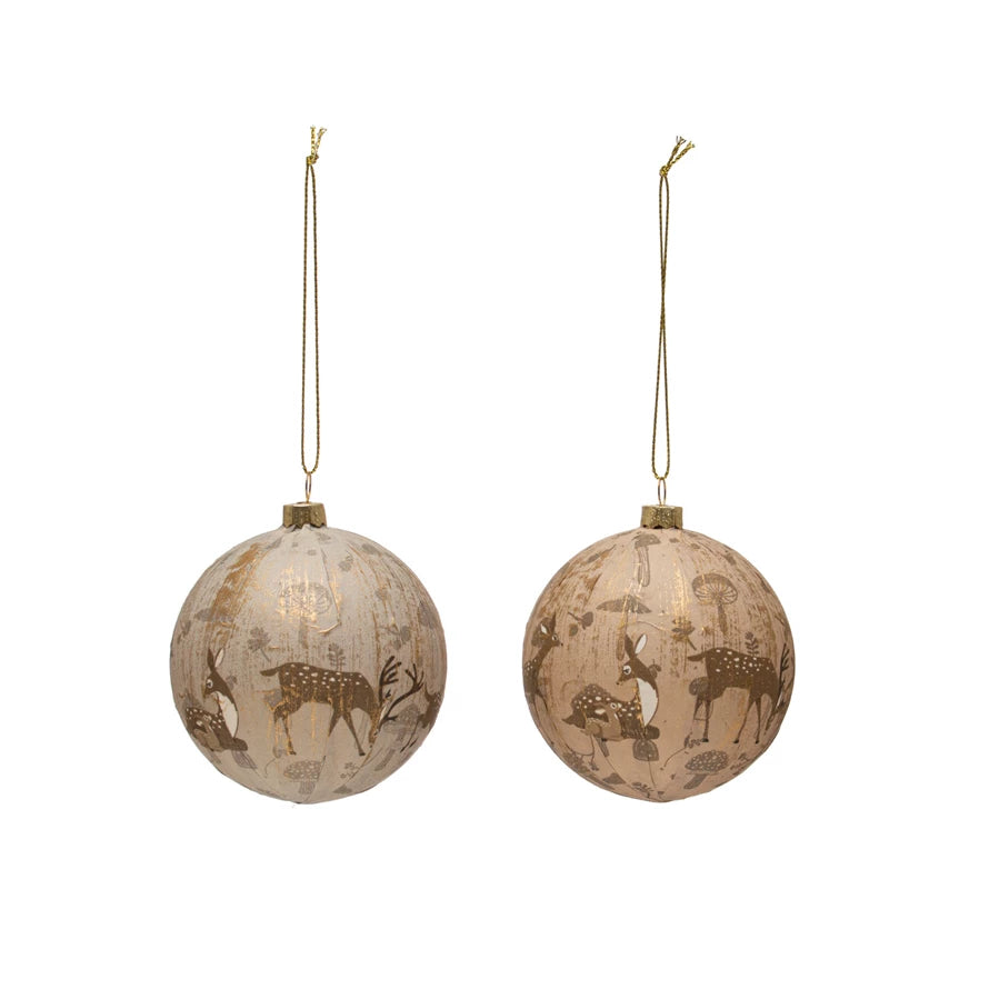 Round Plastic & Paper Ball Ornament With Deer Pattern