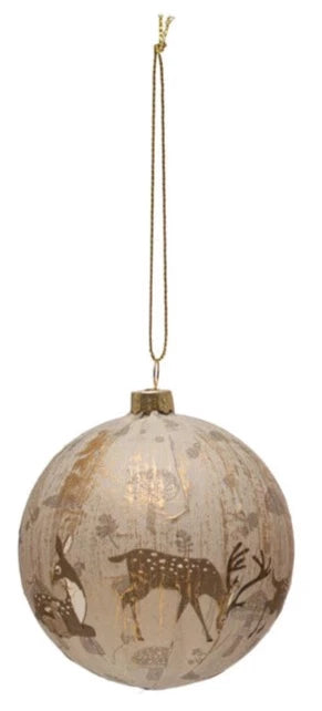 Round Plastic & Paper Ball Ornament With Deer Pattern
