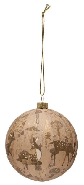 Round Plastic & Paper Ball Ornament With Deer Pattern