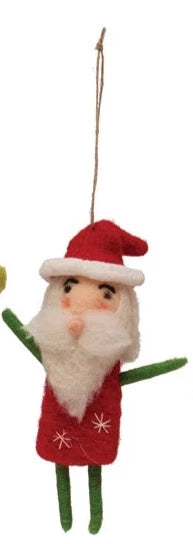 Handmade Fabric & Wool Felt Santa/Snowman Ornament