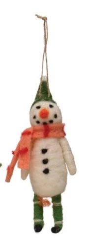 Handmade Fabric & Wool Felt Santa/Snowman Ornament
