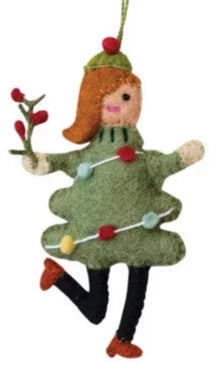 Felt Girl In Christmas Tree Outfit Ornament