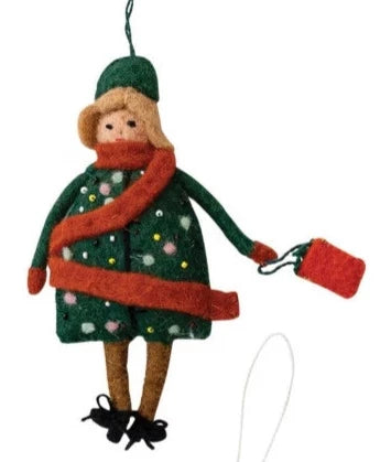 Felt Girl In Christmas Tree Outfit Ornament
