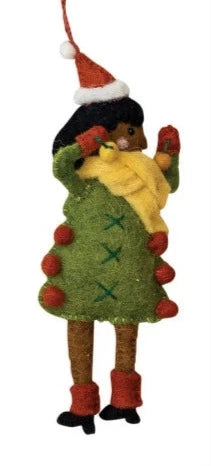 Felt Girl In Christmas Tree Outfit Ornament