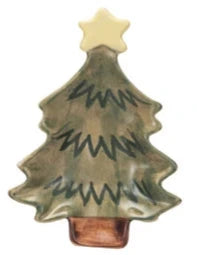 Hand-Painted Stoneware Christmas Tree Dish