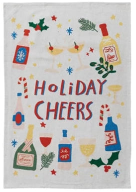 Printed Tea Towel with Holiday Pattern