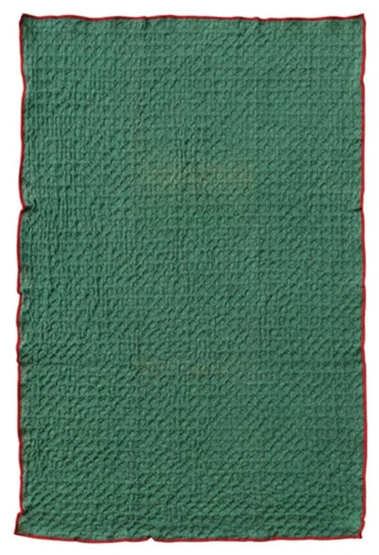 Cotton Waffle Weave Tea Towel with Colored Stitched Edge