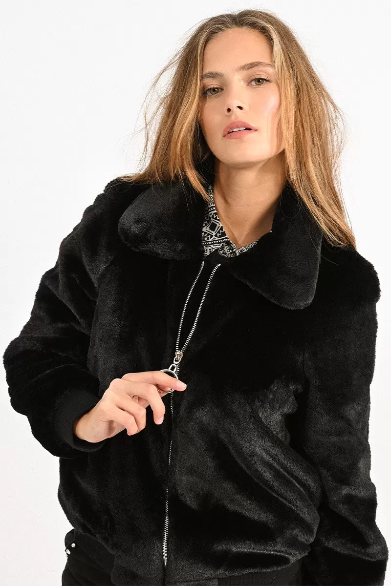 Molly Bracken Zipped Faux Fur Jacket