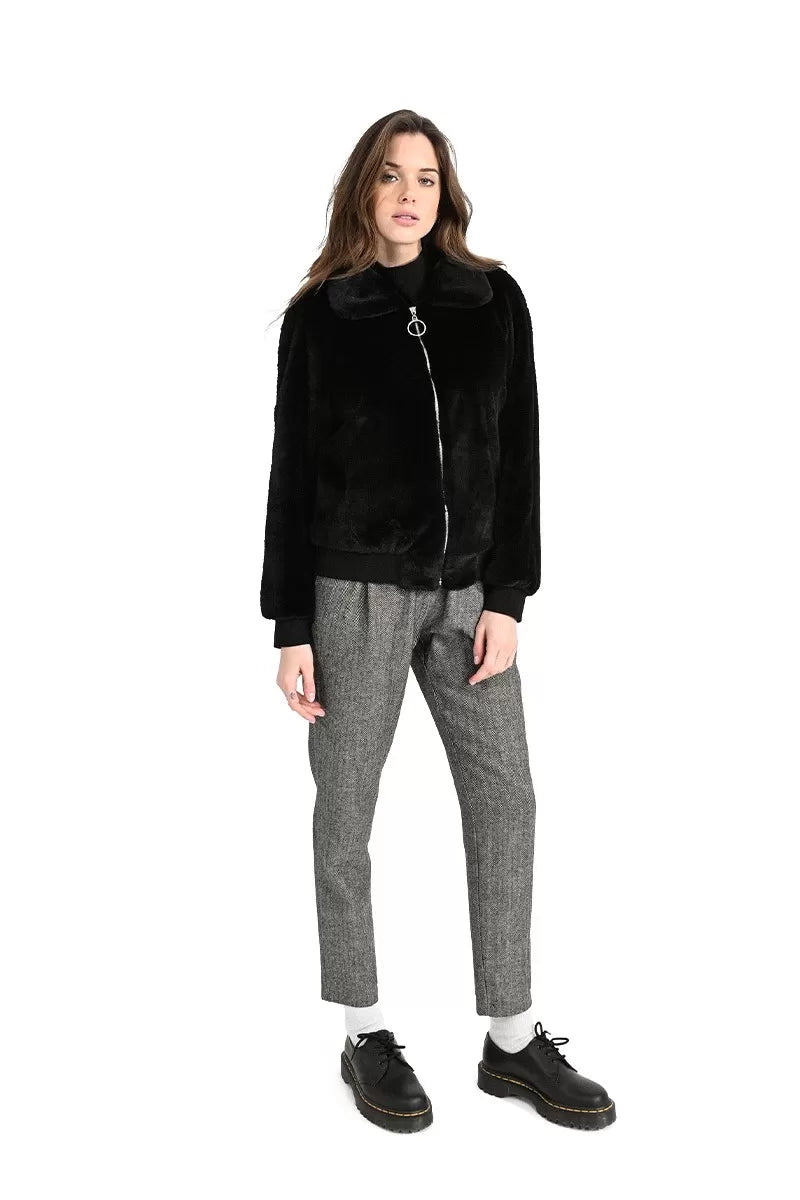 Molly Bracken Zipped Faux Fur Jacket