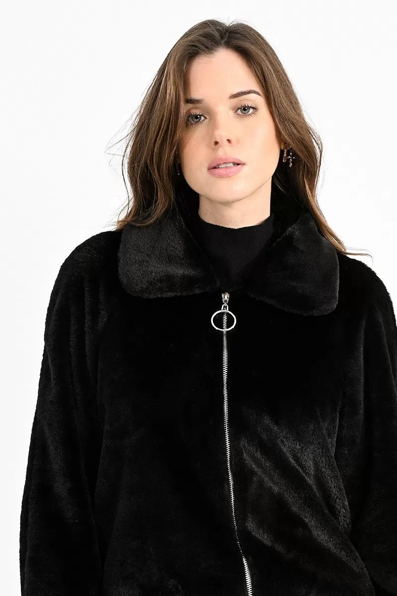 Molly Bracken Zipped Faux Fur Jacket