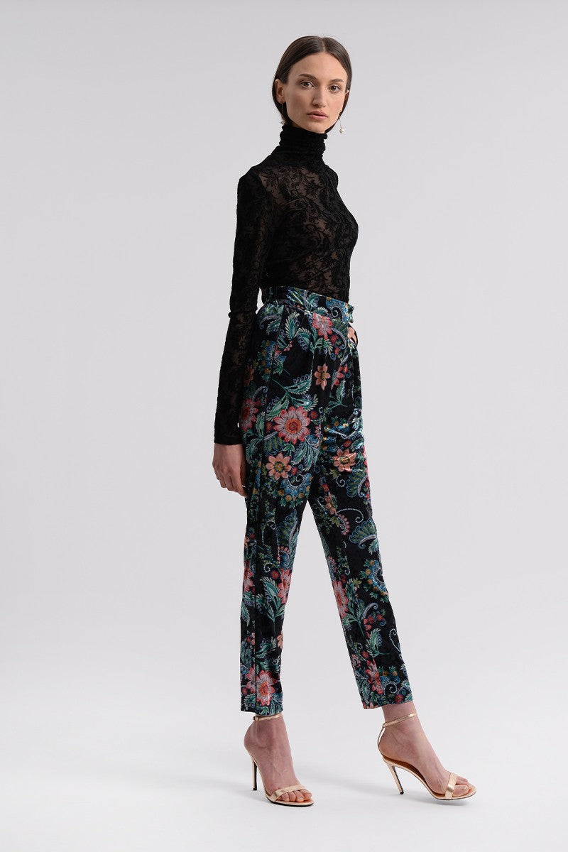Molly Bracken Printed Velvet Pants