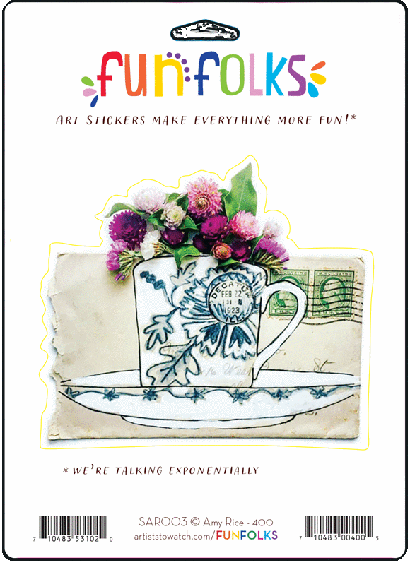 Teacup Of Flowers Vinyl Sticker