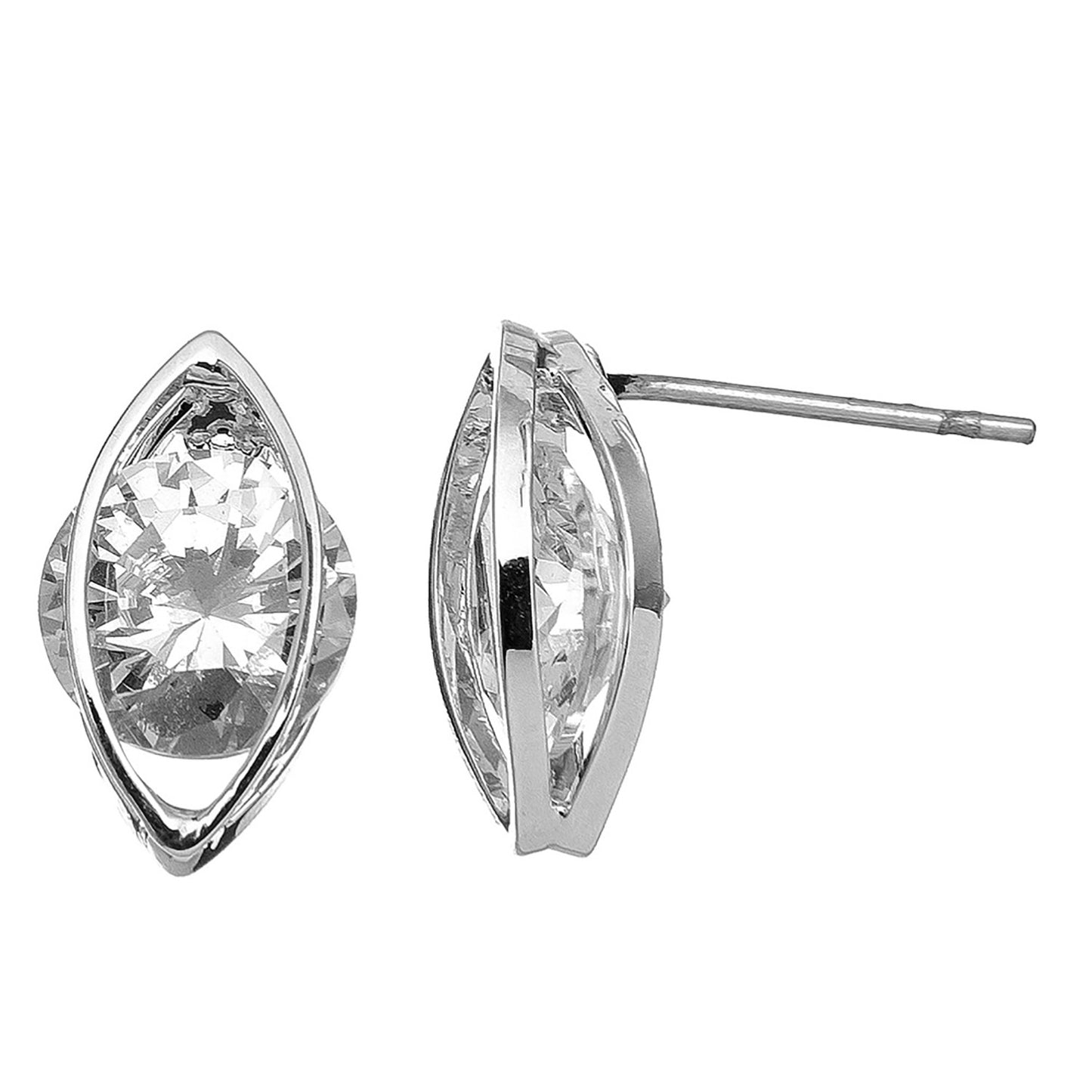 Howards Dazzlers Silver Oval Frame Earrings