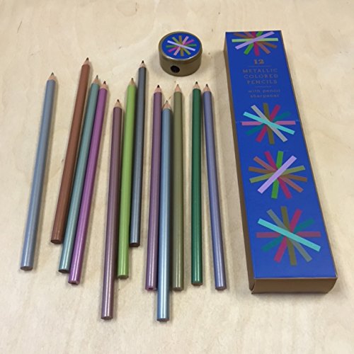 Metallic Colored Pencil Set with Pencil Sharpener