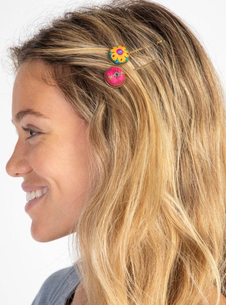 Natural Life Embroidered Bobby Pin Set