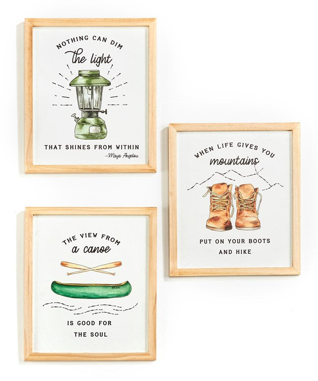 Framed Camp Life Sentiment Signs