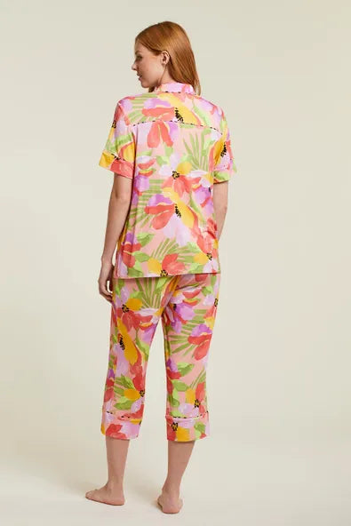 Tribal Button-Up Shirt & Crop Pant Sleep Set