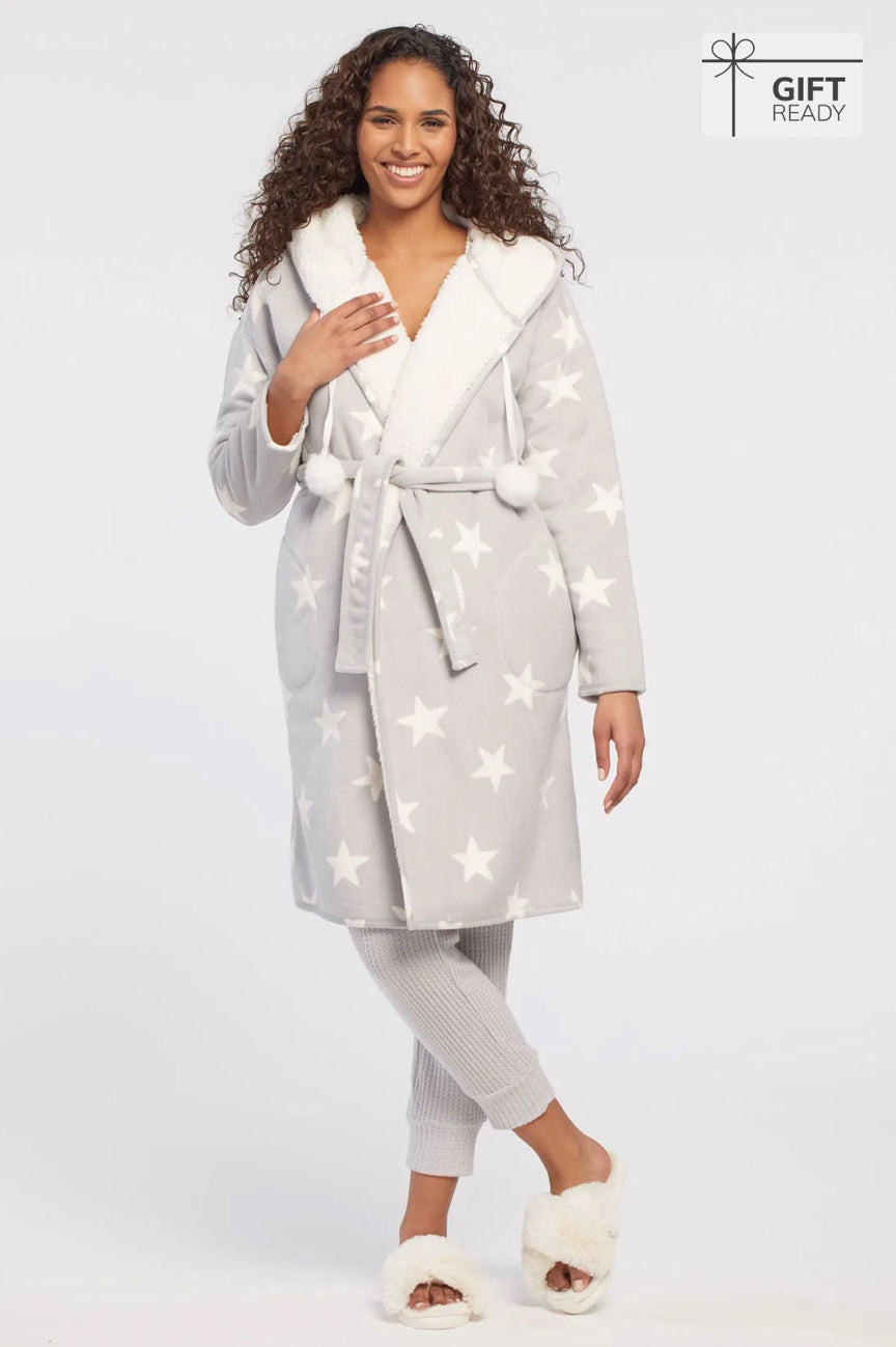 Tribal Reversible Hooded Brushed Sherpa Robe
